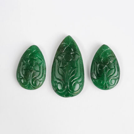 ZAMBIAN EMERALD CARVING 3 PC SET